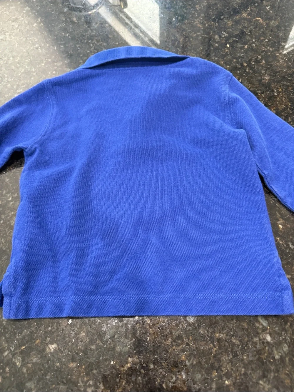 GAP Boys Long Sleeve Polo Shirt in Blue with Bear Embroidery